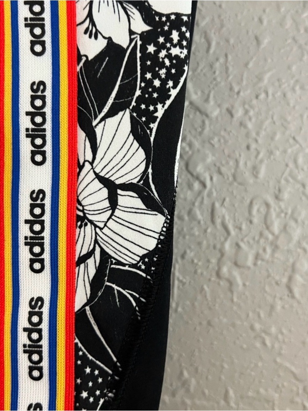 adidas Black Tights with White Tag Detail